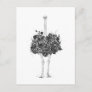 Floral ostrich postcard