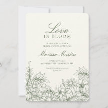 Floral Outline Love In Bloom Wedding Shower Invite