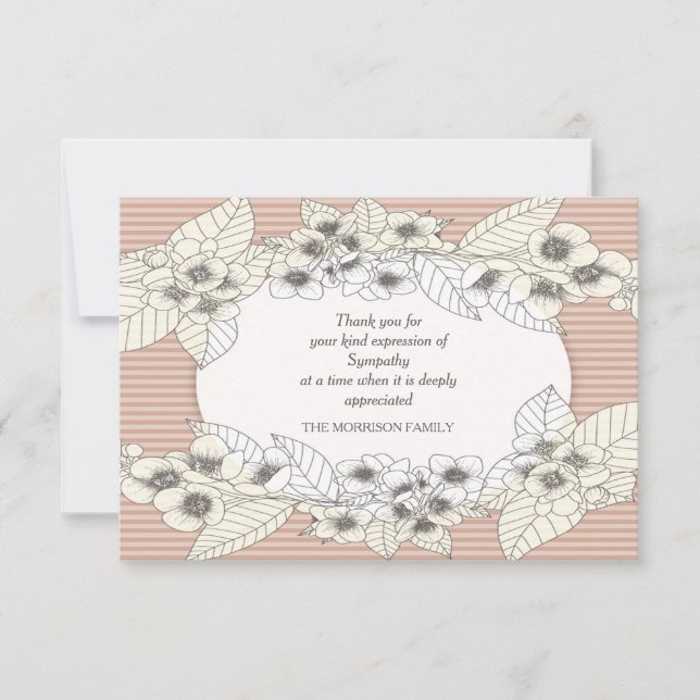 Floral Oval Bereavement Thank You Card (Front)