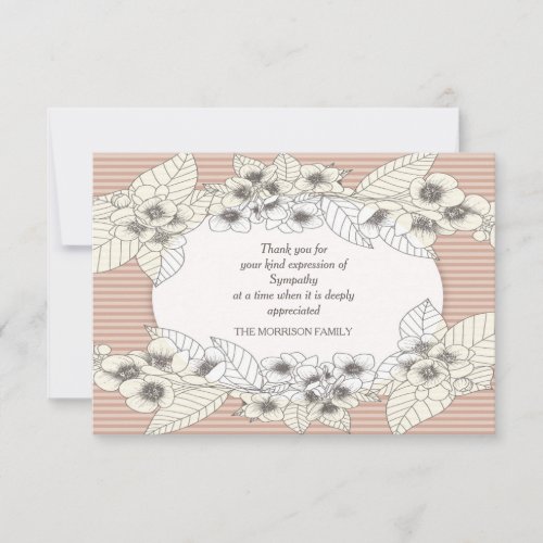 Floral Oval Bereavement Thank You Card
