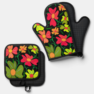 Floral Oven Mitt & Pot Holder Set