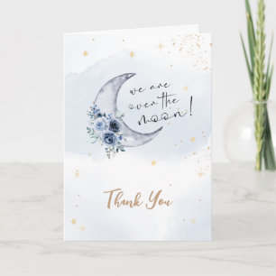 Floral Over The Moon Baby Shower Letterpress Thank You Card