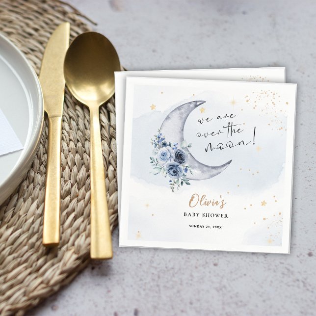 Floral Over The Moon Baby Shower Napkins (Creator Uploaded)