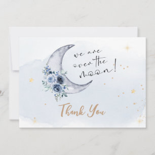 Floral Over The Moon Baby Shower Thank You Card