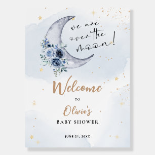 Floral Over The Moon Baby Shower Welcome Foam Board