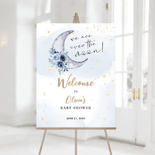 Floral Over The Moon Baby Shower Welcome Foam Board