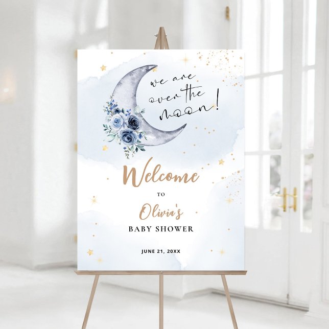 Floral Over The Moon Baby Shower Welcome Foam Board (Creator Uploaded)