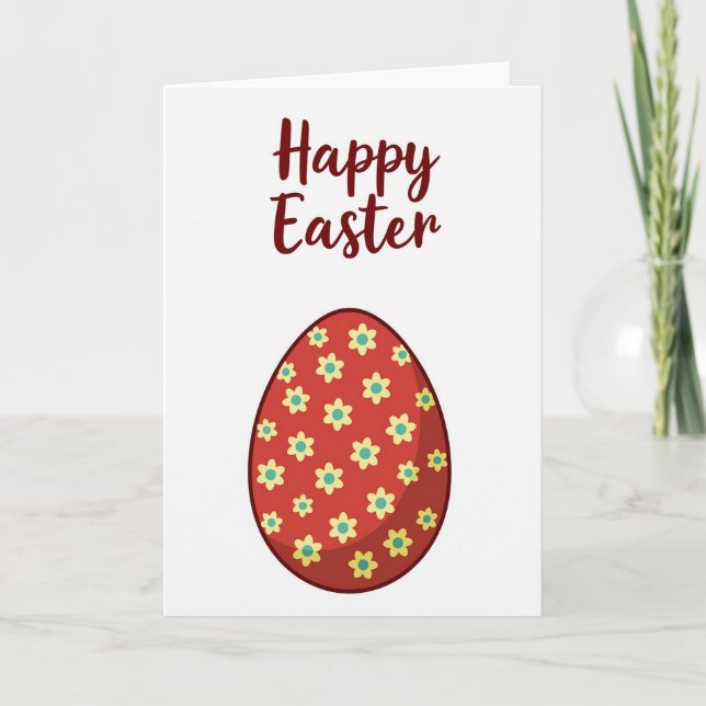 Floral Ovoid Happy Easter Card (Front)