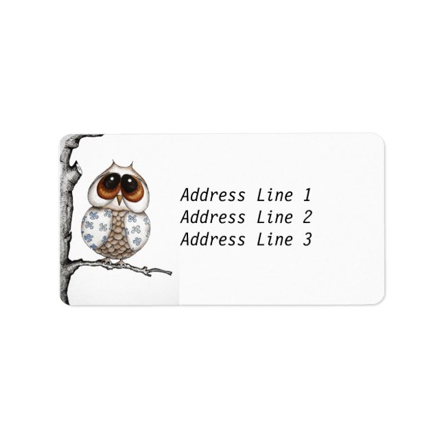 Floral Owl Address Label (Front)