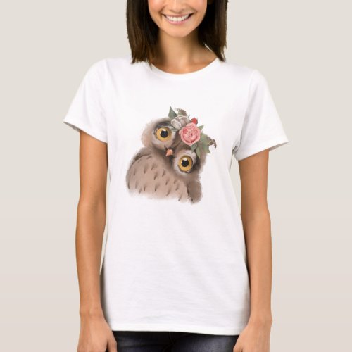 Floral Owl T_Shirt