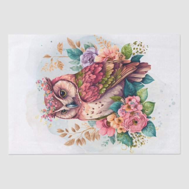 Floral Owl Tissue Paper (Front)