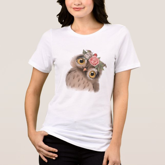 Floral Owl Tri-Blend Shirt (Front)