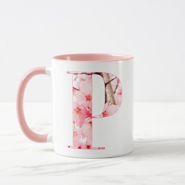 Floral P Initial Mug | Personalized Name & Traits (Left)