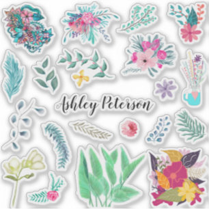 Floral Pack   Modern trendy flowers monogram Sticker