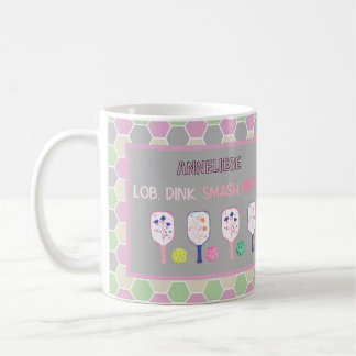Floral Paddles and Pastel Personalized Pickleball Coffee Mug