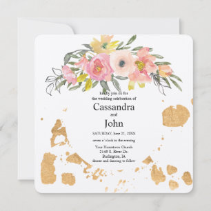Floral Paint Splash Wedding Invitation