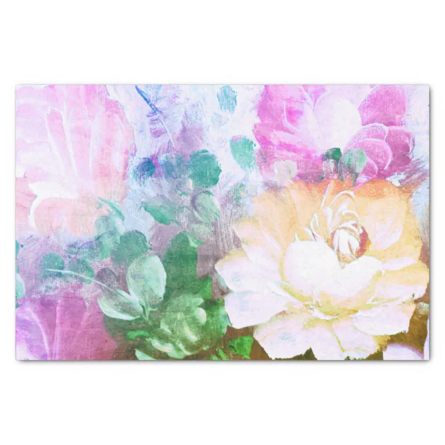 Floral Painted Flower Tissue Paper | Zazzle