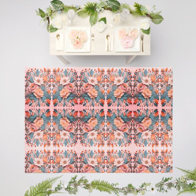 Floral Painting on Floor Outdoor Rug (Insitu (Wedding 2))