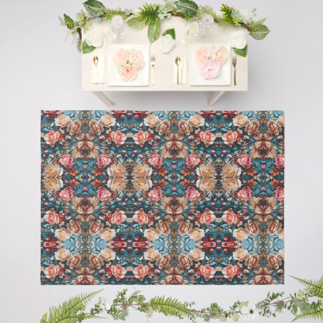 Floral Painting on Floor Outdoor Rug (Insitu (Wedding 2))