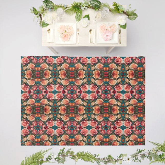 Floral Painting on Floor Outdoor Rug (Insitu (Wedding 2))