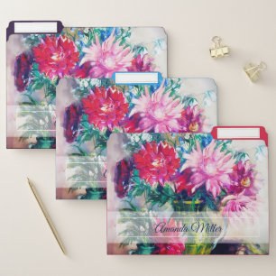 Floral painting personalized  file folder