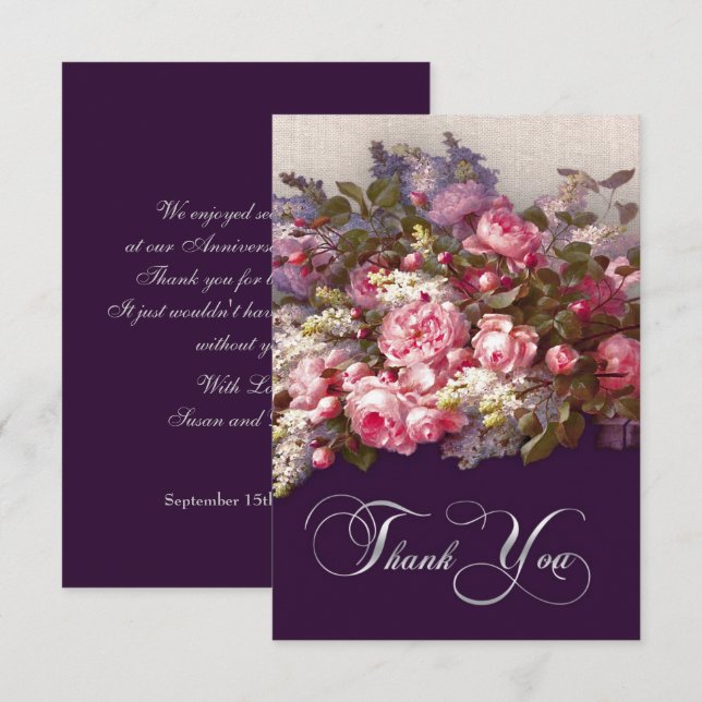 Floral Painting Thank You Wedding Anniversary Card (Front/Back)