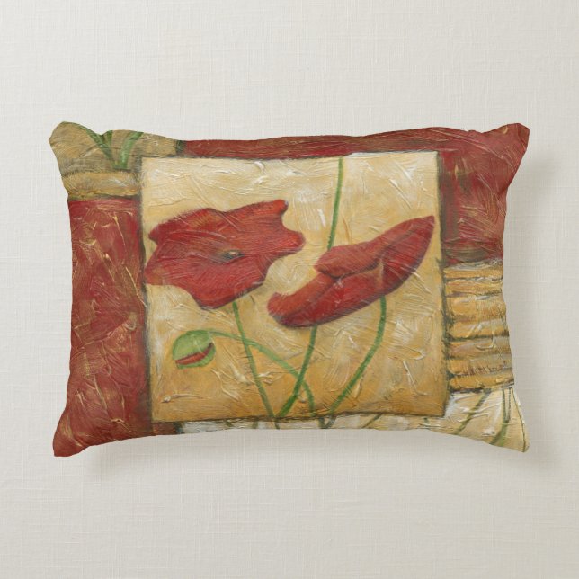Floral Painting with Visible Brush Strokes Accent Pillow (Front)