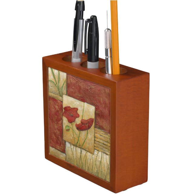 Floral Painting with Visible Brush Strokes Desk Organizer (In Situ)