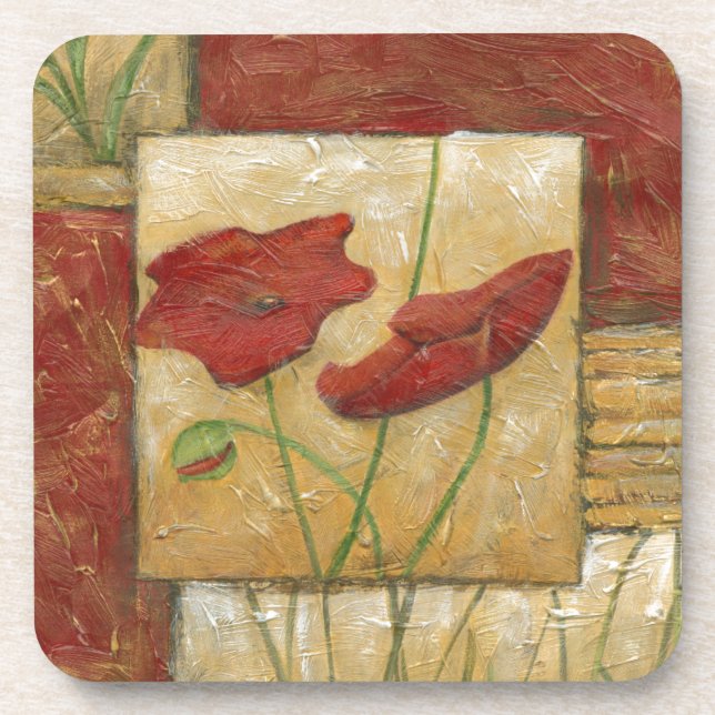 Floral Painting with Visible Brush Strokes Drink Coaster (Front)