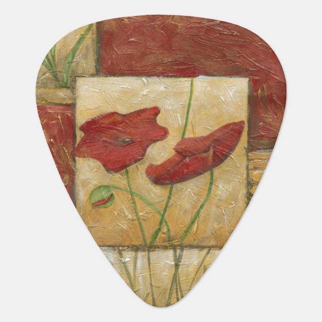 Floral Painting with Visible Brush Strokes Guitar Pick (Front)