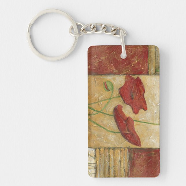 Floral Painting with Visible Brush Strokes Keychain (Front)