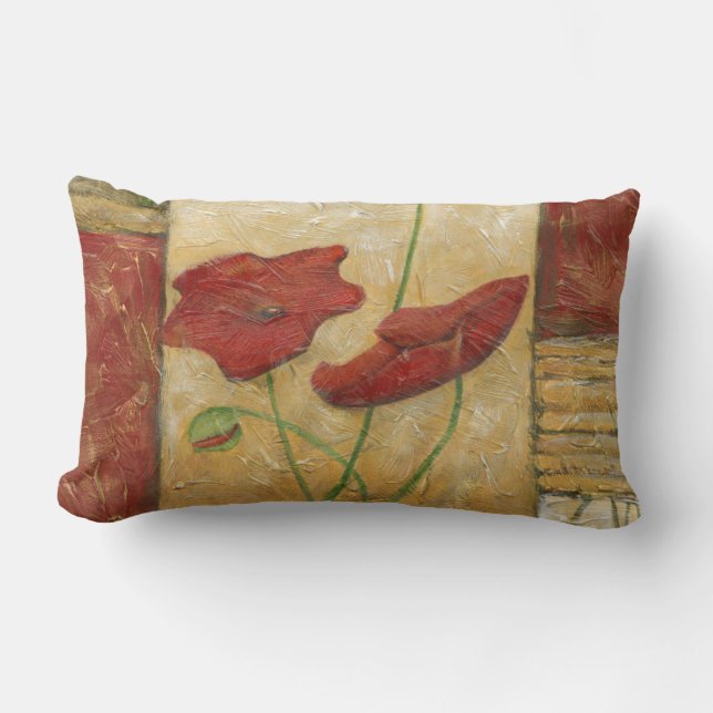 Floral Painting with Visible Brush Strokes Lumbar Pillow (Front)