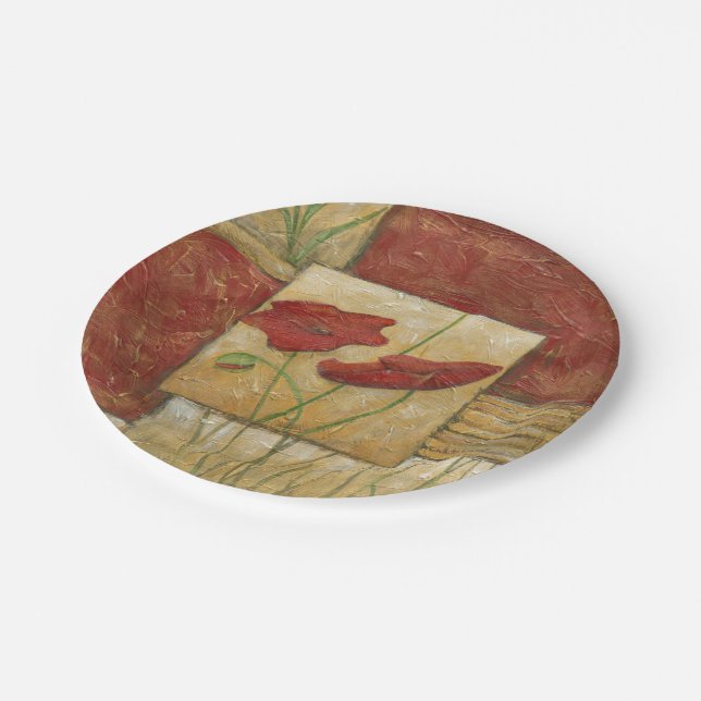 Floral Painting with Visible Brush Strokes Paper Plates (Angled)