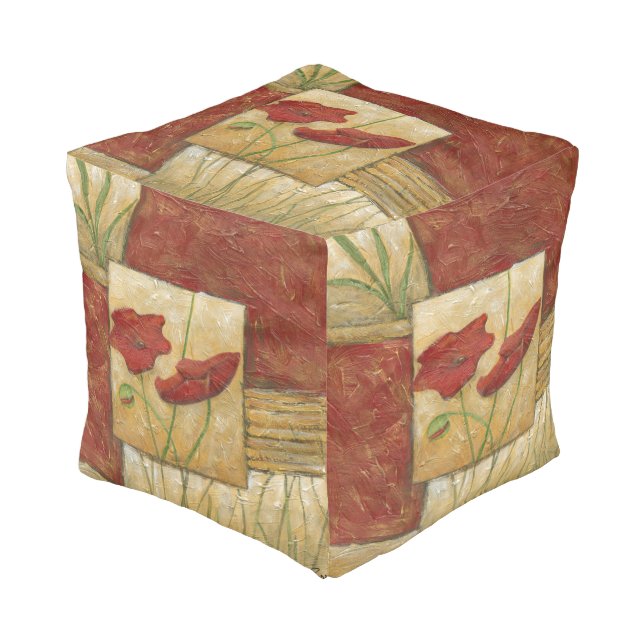 Floral Painting with Visible Brush Strokes Pouf (Angled Front)