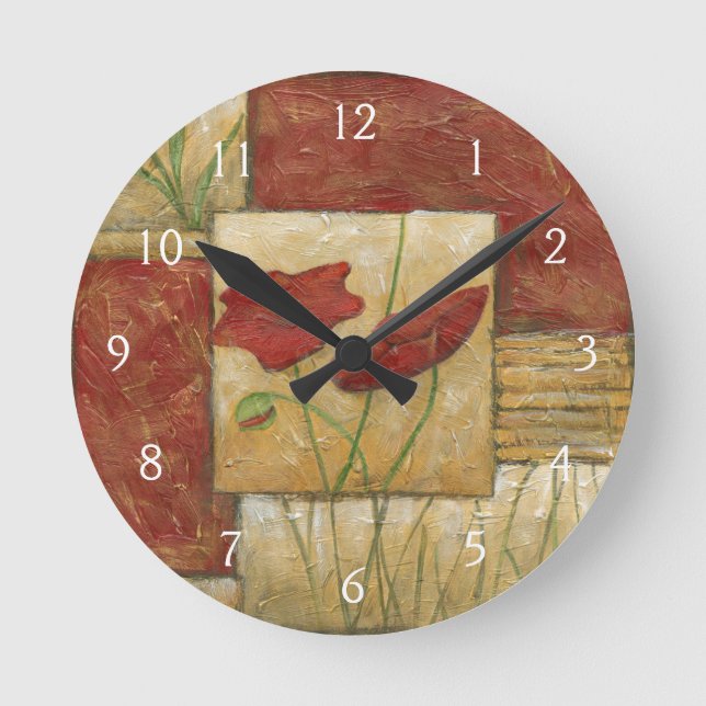 Floral Painting with Visible Brush Strokes Round Clock (Front)