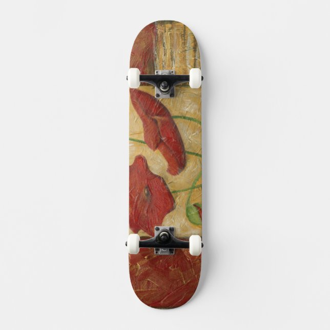 Floral Painting with Visible Brush Strokes Skateboard Deck (Front)