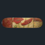 Floral Painting with Visible Brush Strokes Skateboard Deck<br><div class="desc">The brush strokes are visible in this floral painting by Chariklia Zarris. Two red flowers sit in the middle of the piece with grass on the bottom and a few leaves floating at the top. A whimsical scene that would make a great gift!</div>