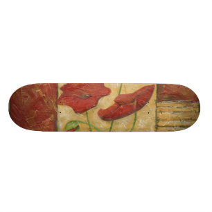 Floral Painting with Visible Brush Strokes Skateboard Deck