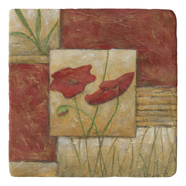 Floral Painting with Visible Brush Strokes Trivet (Front)