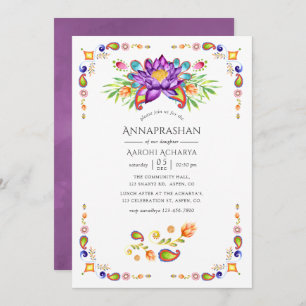 Floral Paisley Annaprashan First Rice Ceremony Invitation