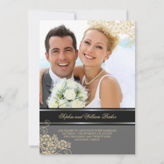 Floral Paisley Boho Vintage Chic Photo Wedding Invitation