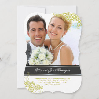 Floral Paisley Boho Vintage Chic Photo Wedding Invitation