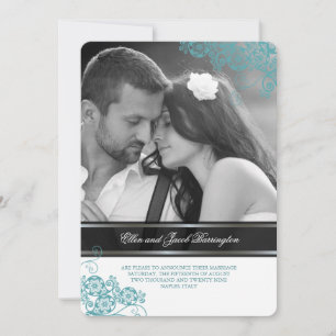 Floral Paisley Boho Vintage Chic Photo Wedding Invitation