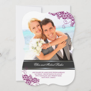 Floral Paisley Boho Vintage Chic Photo Wedding Invitation