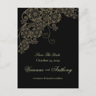 Floral Paisley Elegant Vintage Chic Save The Date Announcement Postcard