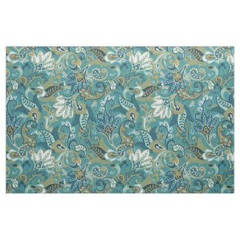 Floral Paisley Fabric by wrkdesigns at Zazzle