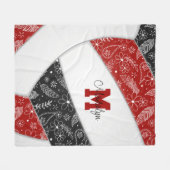 floral paisley feathers red black boho volleyball fleece blanket (Front (Horizontal))