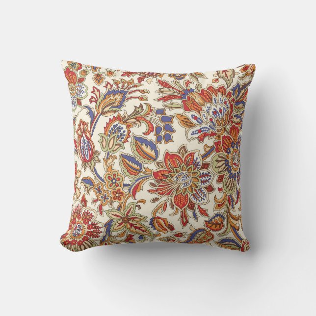 Floral Paisley Garden Throw Pillow (Front)