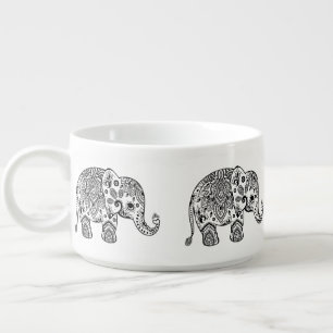 Floral Paisley Lace Cute Elephant Illustration Bowl