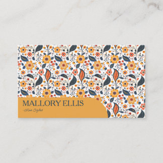 Floral Paisley Orange Pattern | Hair stylist Business Card